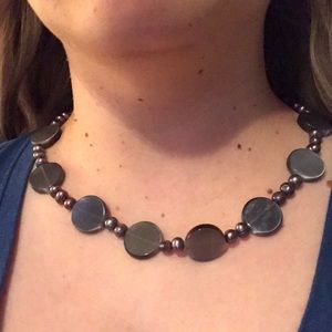 Metallic and Dark Color Circle Choker Necklace